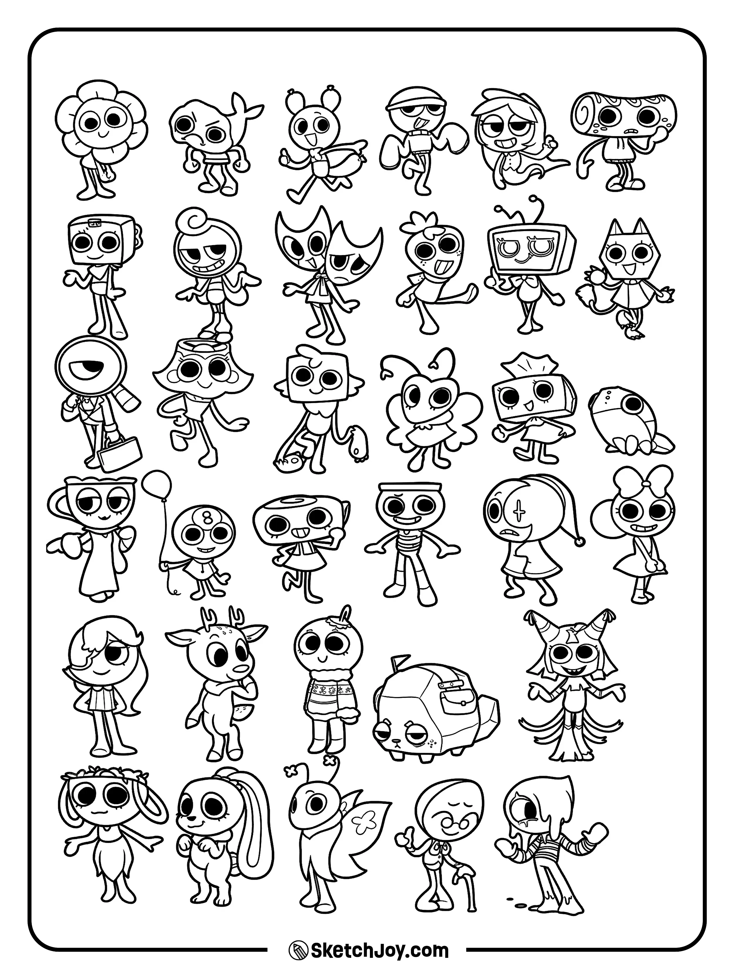 A big lineup of Dandy's World characters stands together in a fun cast-style sheet.